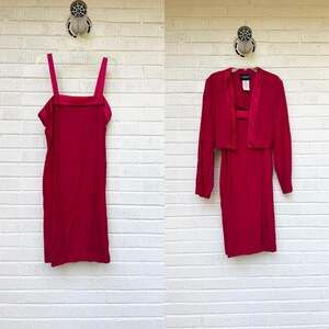 Vintage 90s John Roberts Red Two-Piece Dress Set